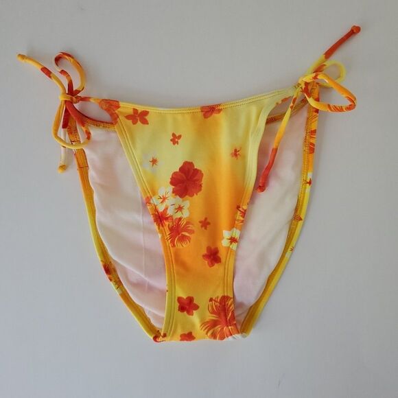 Esprit Beach Yellow Orange Tropical Floral Vintage 2 Piece Bikini Womens Medium - Picture 6 of 11
